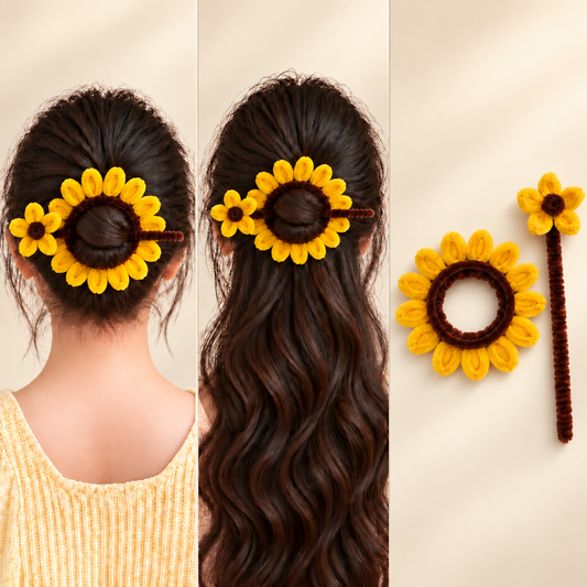 Sunflower Pipe Cleaner Bun Stick Set