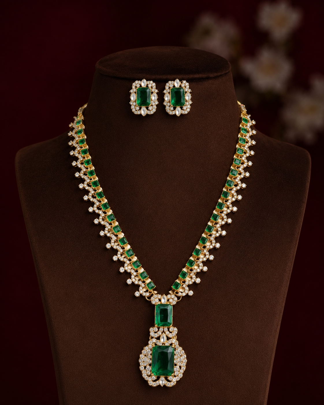 Nita ambani inspired green necklace set