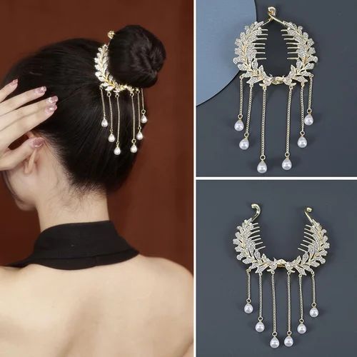 Leaf Pearl Tassel Juda Comb