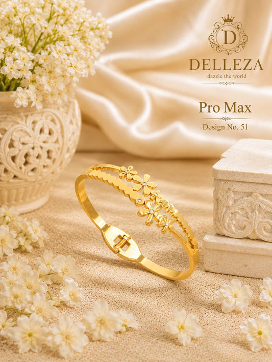 Stainless Steel Flower Hollow Bracelet Romantic Floral Love Daily Wear