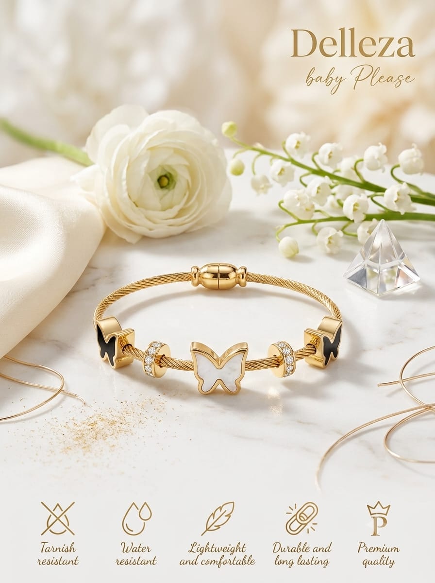 Butterfly Charm Anti-Tarnish Baby Size Bracelet