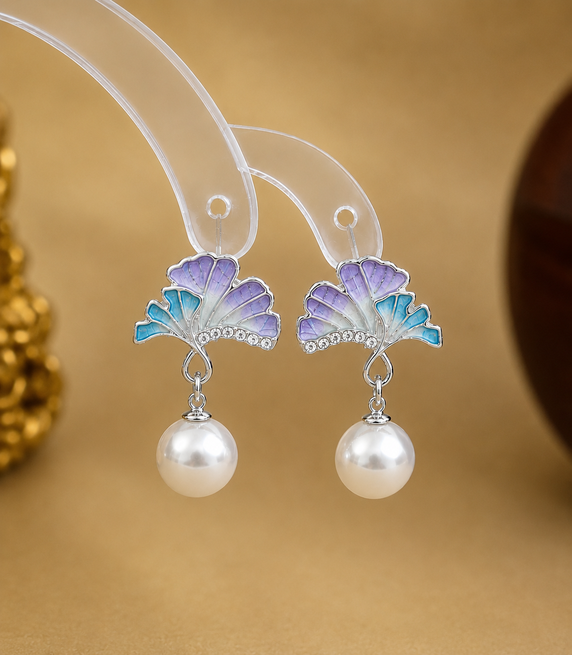 Korean Design Half Flower Pearl Drop Earring
