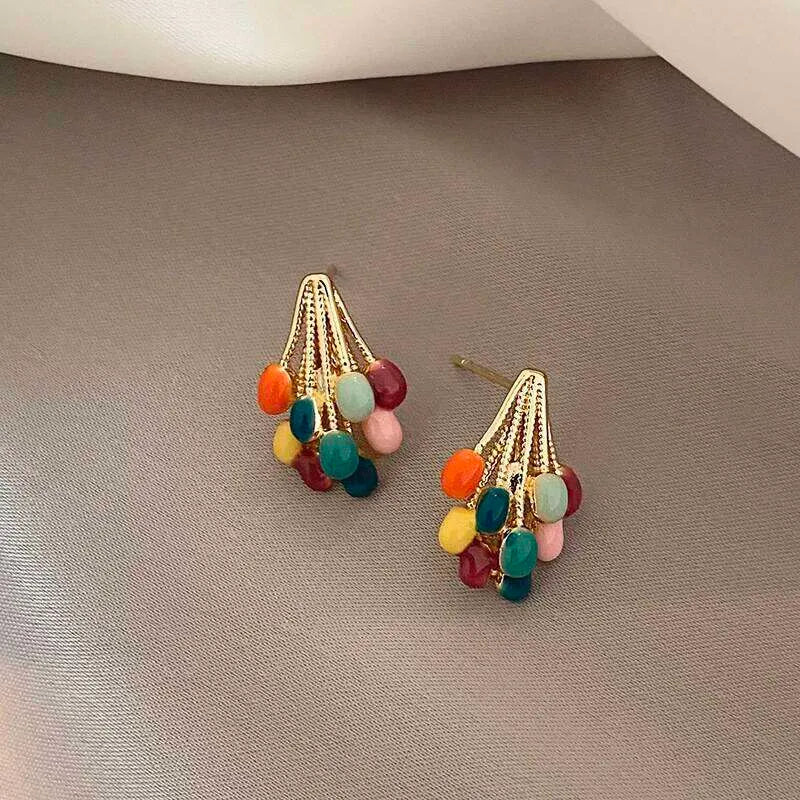 gold-plated colorful balloon cluster stud earring