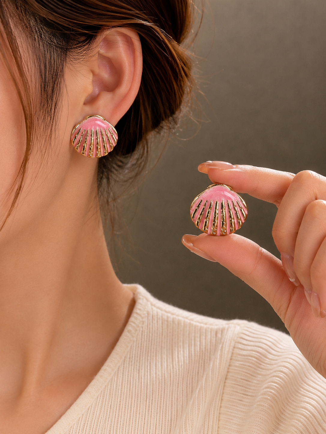 Korean Design Coloring Seashell Earring