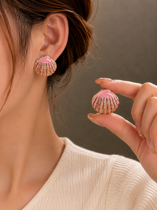 Korean Design Coloring Seashell Earring