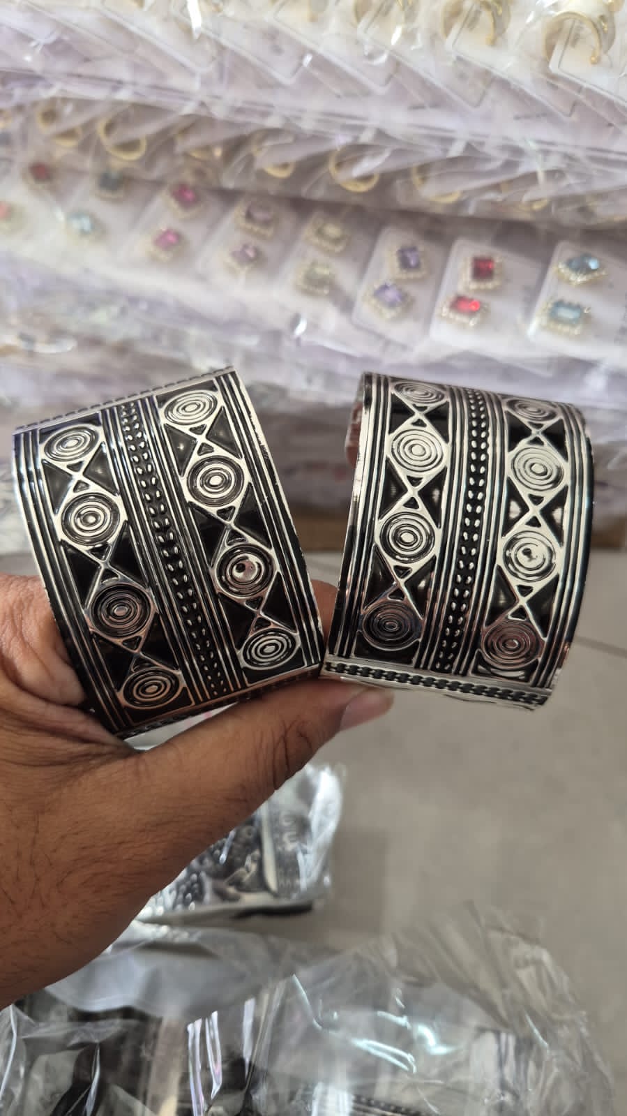 Oxidised Tribal Circle Handcuffs – Set of 2