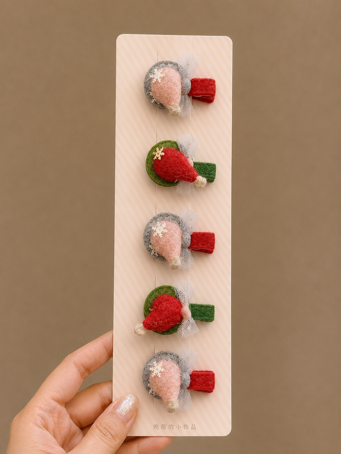 Set of 5 pcs  red berry hair pin