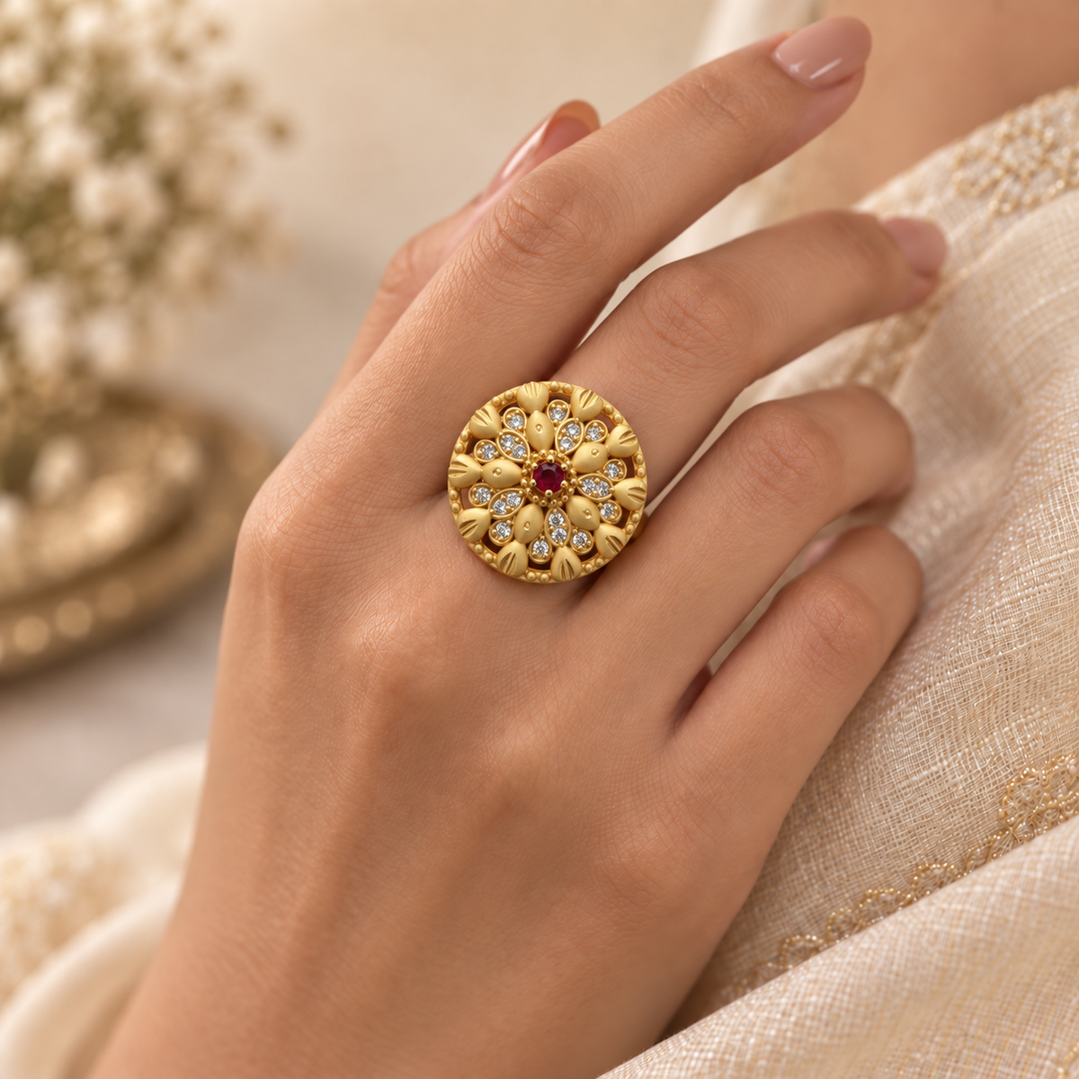 Traditional gold finish ring