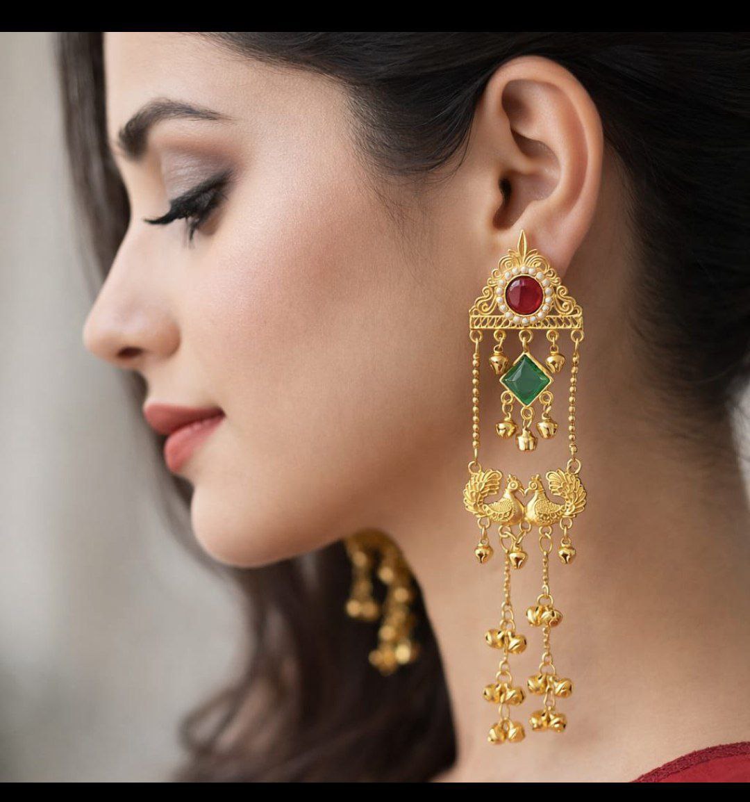 Kashmiri Peacock Shaped Drop Earring