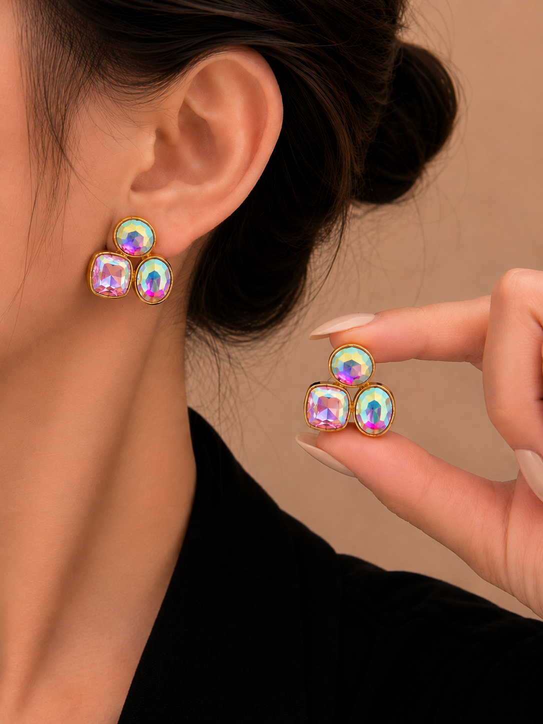 Korean Design Colourful Stone Earring