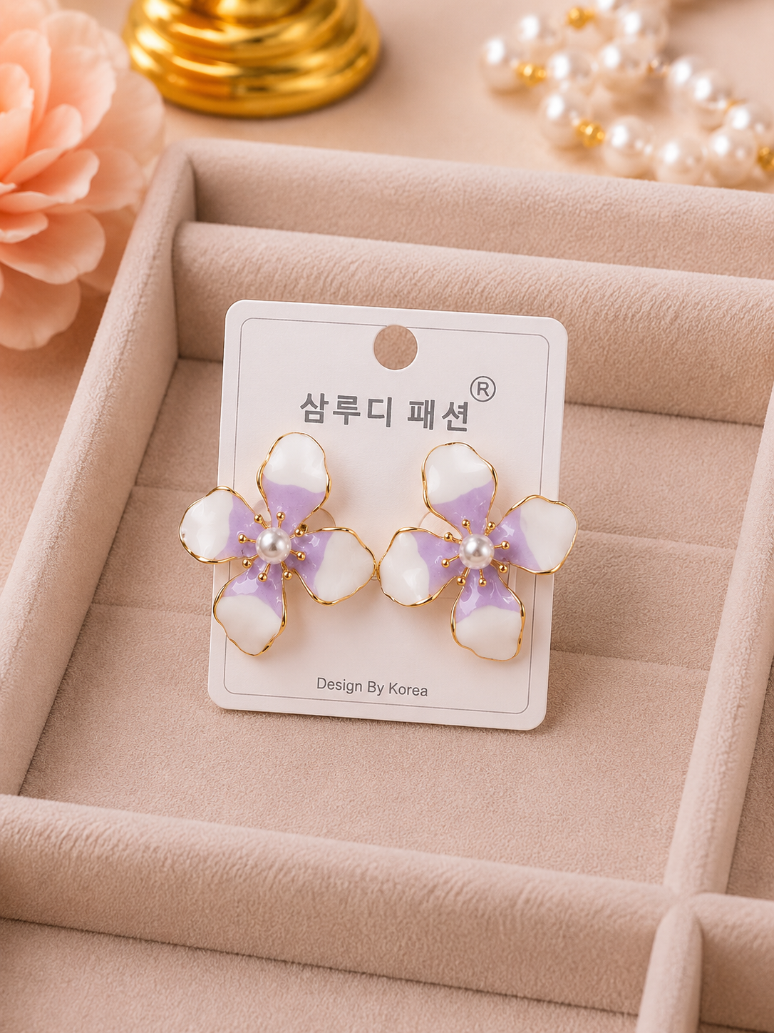 Korean Design Coloring Flower Earring