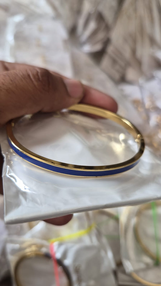 Anti-Tarnish Royal Blue Enamel Sleek Bangle