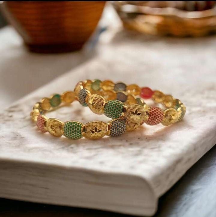 Gold Plated Minakari Kada Bangles set of 2 pcs 

2.4 size available