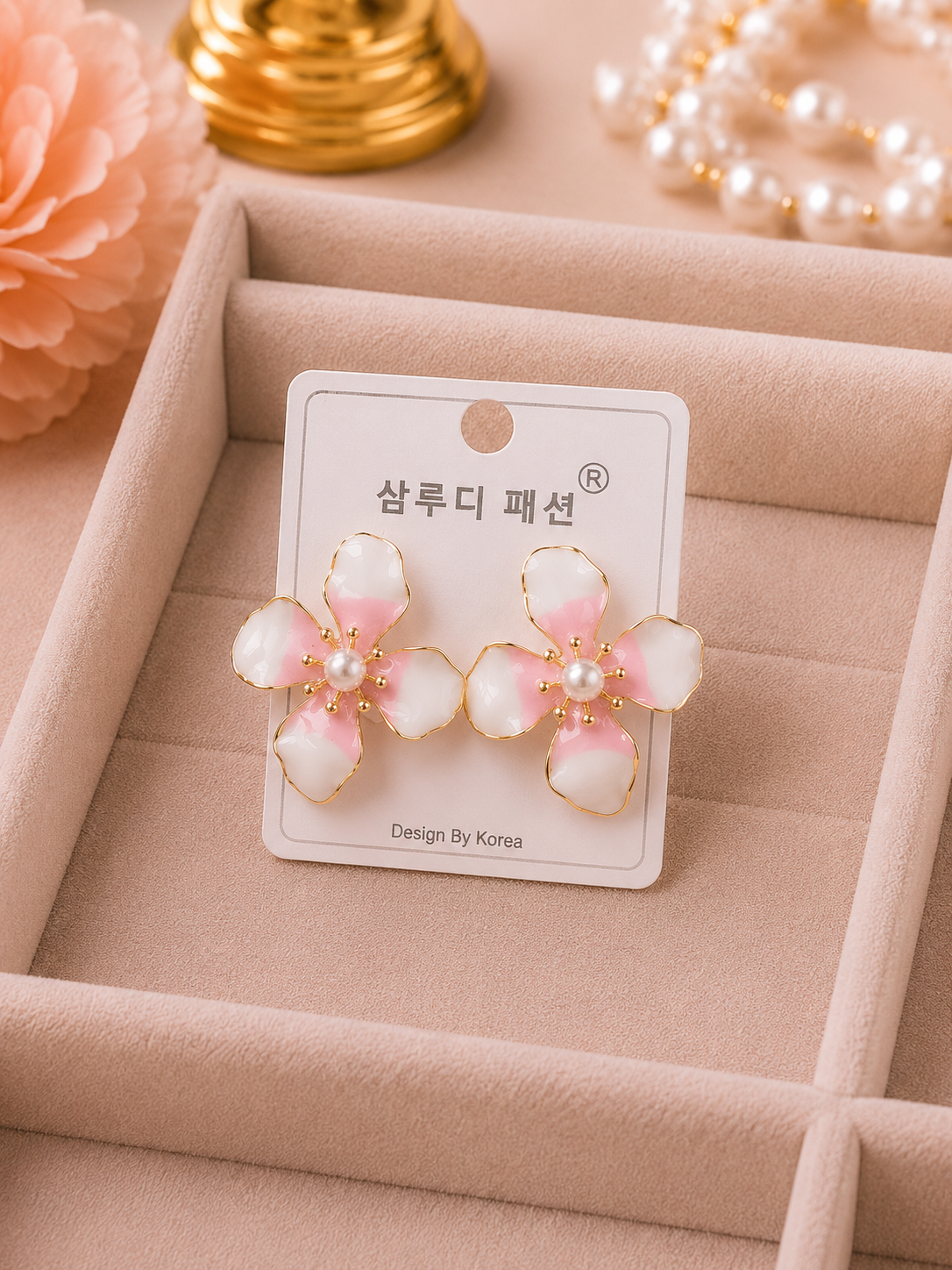 Korean Design Coloring Flower Earring