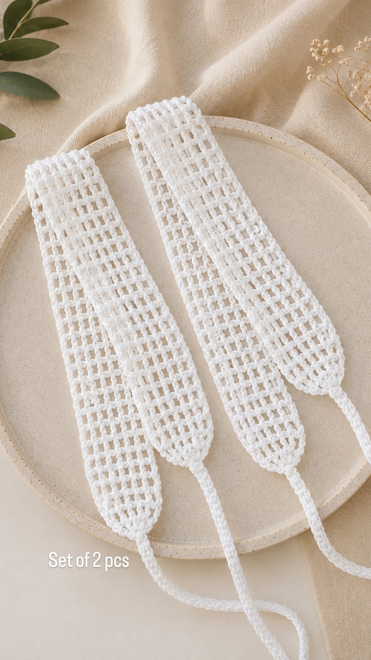 Set of 2 pcs crochet handmade white colour mesh headband
