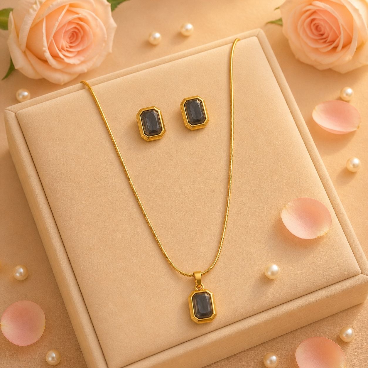 Anti tarnish nacklace and earring combo set