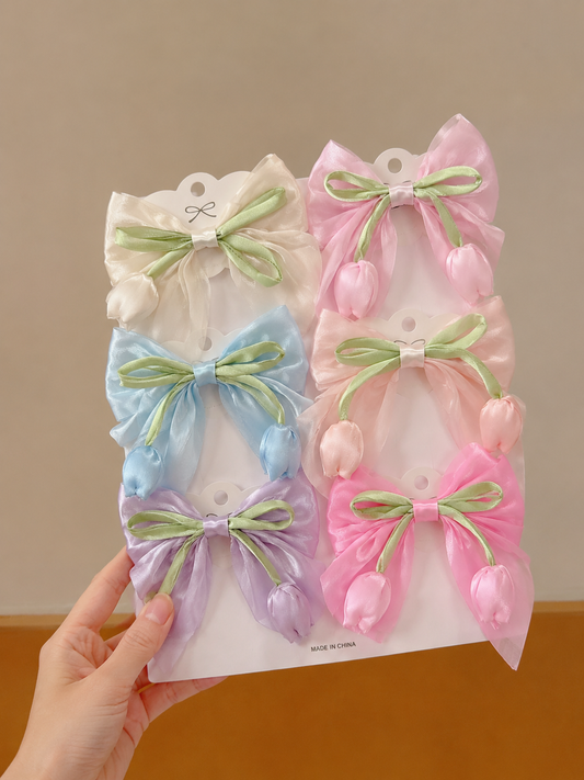 Set of 6 pcs korean Bow tulip pin