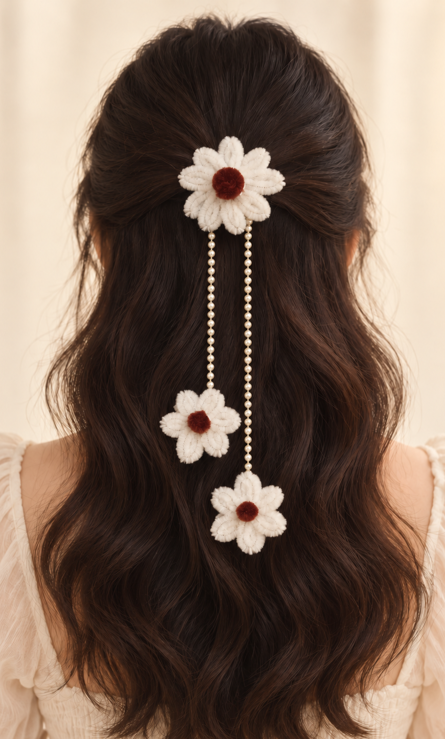 Hanging White flower clip set of 2
Pipe cleaner matireal