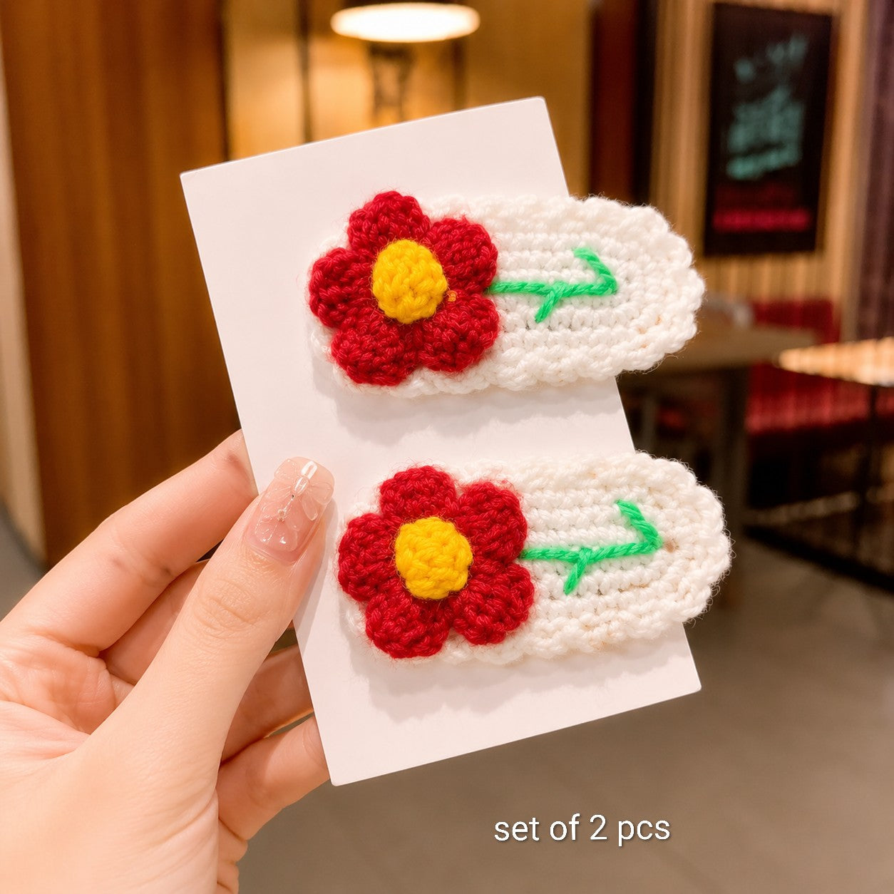 Set of 2 pcs Handmade Crochet Floral hair clip