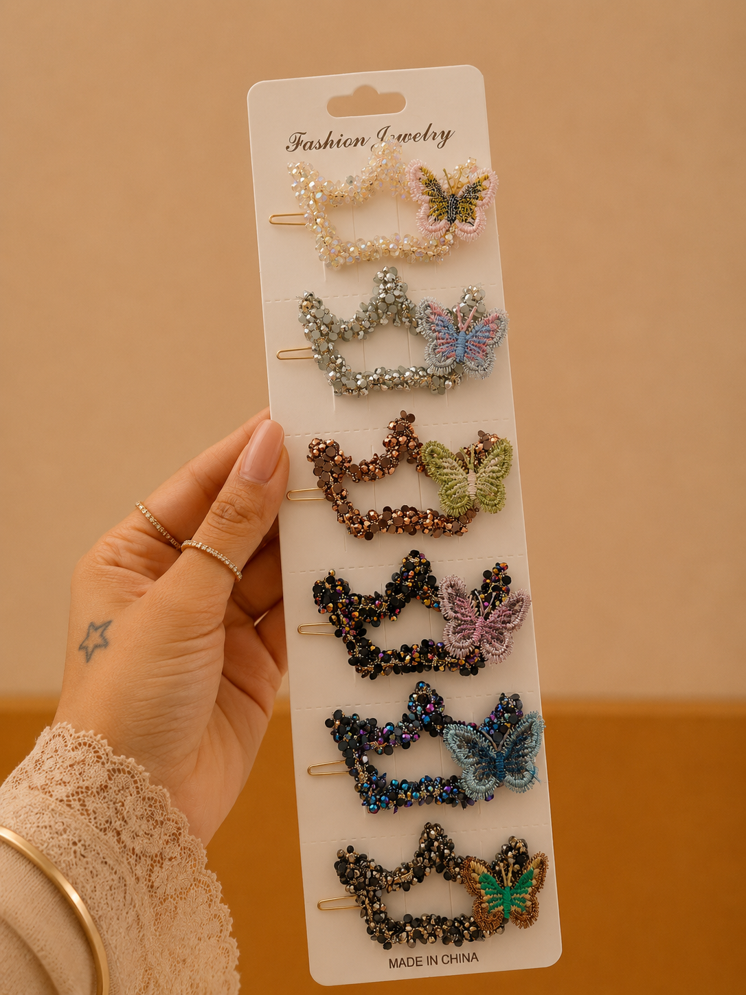 Set of 6  Korean crystal hair pin