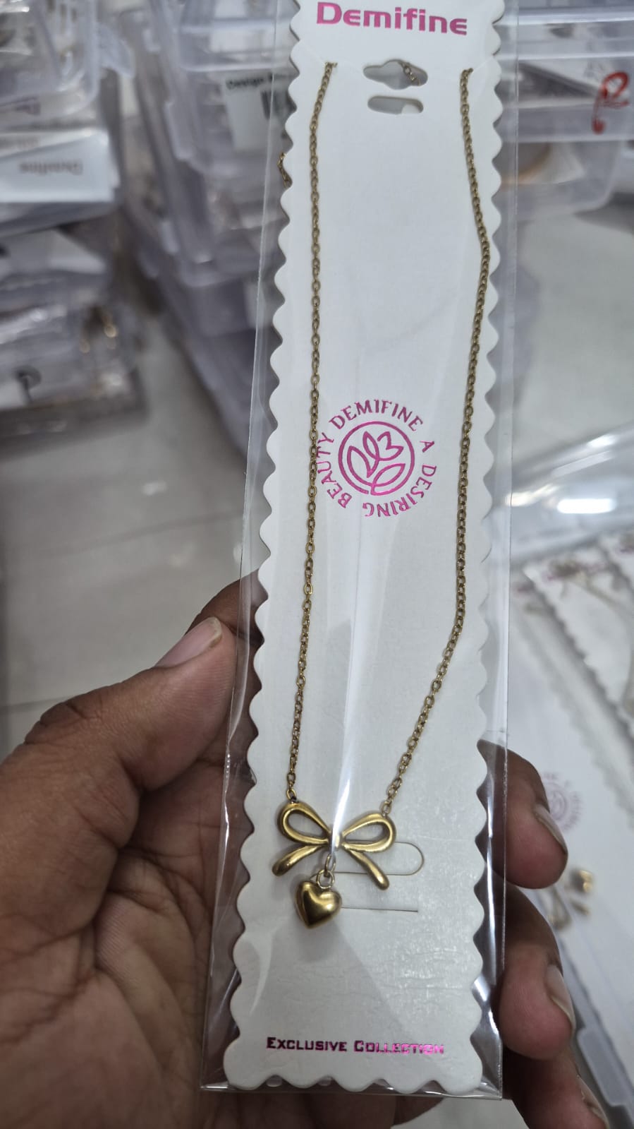 Bow Heart Pendant Necklace for Women & Girls anti tarnished