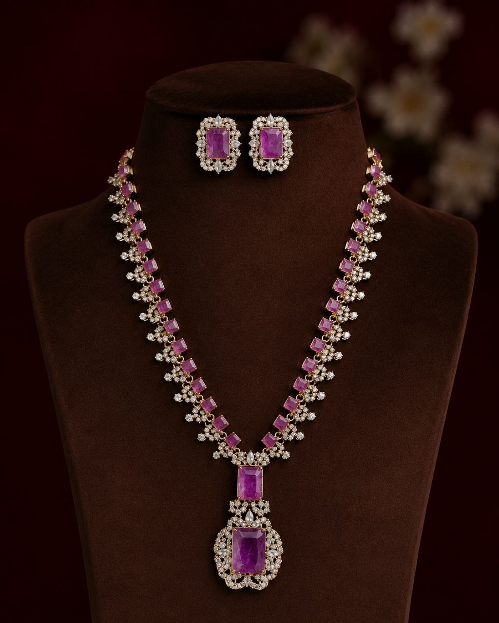 Nita  Ambani inspired purple 💜 earrings nacklace combo set