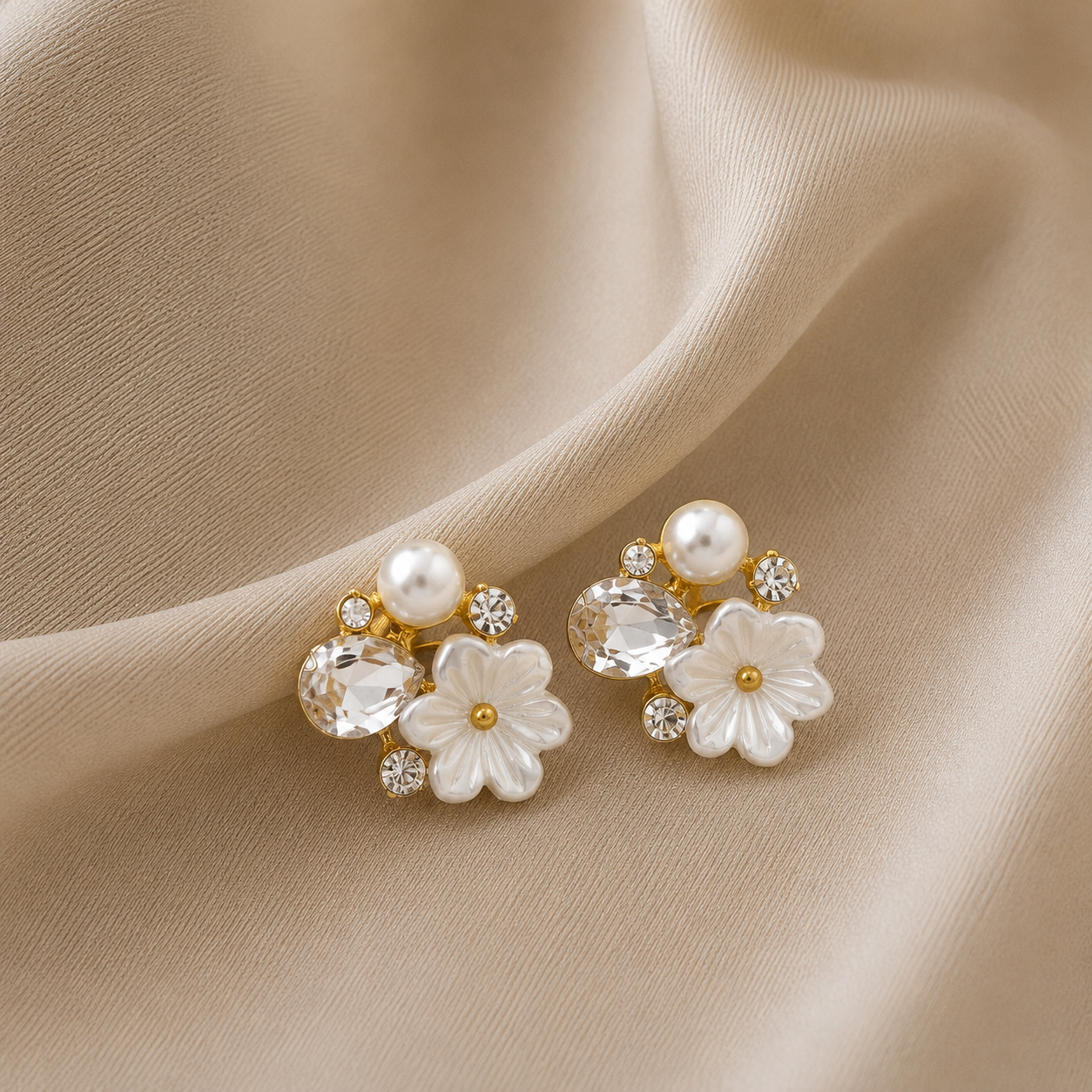 Crystal Pearl Blossom Earrings