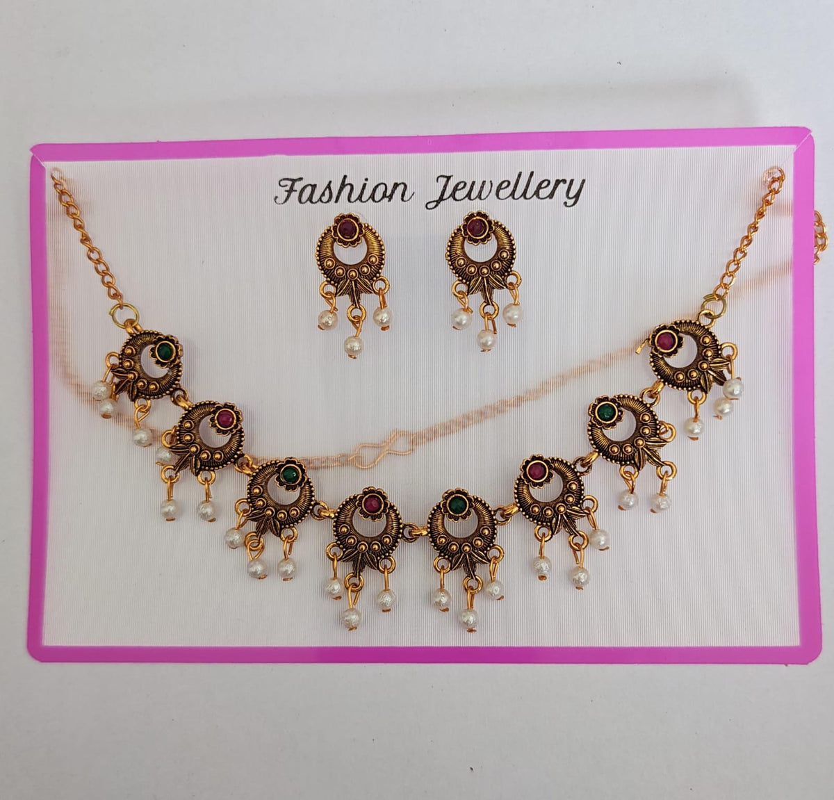 Traditional  Chandbali Pearl Drop Necklace Set
