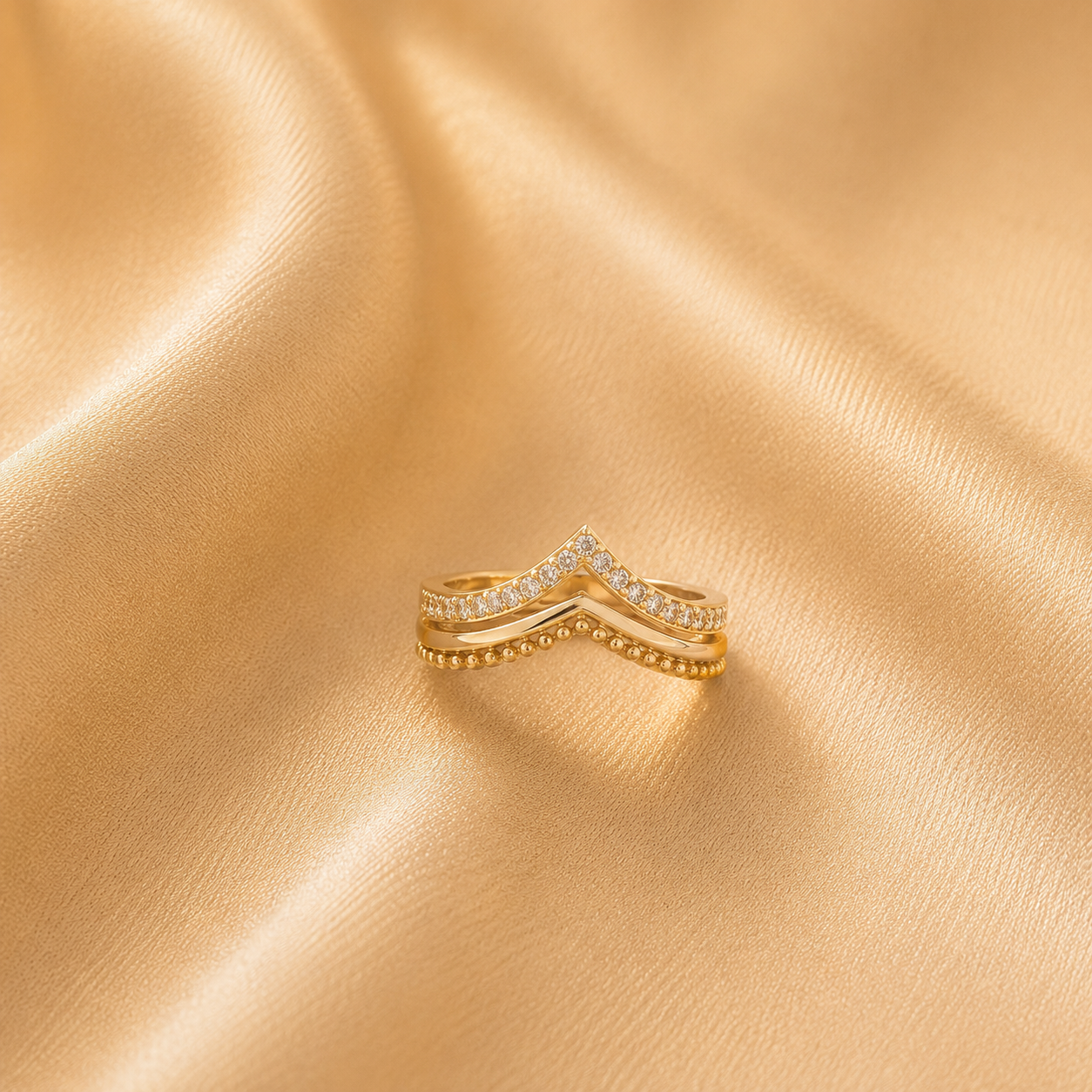 Kiyu Ziyu Adjustable Zircon V Ring for Women
