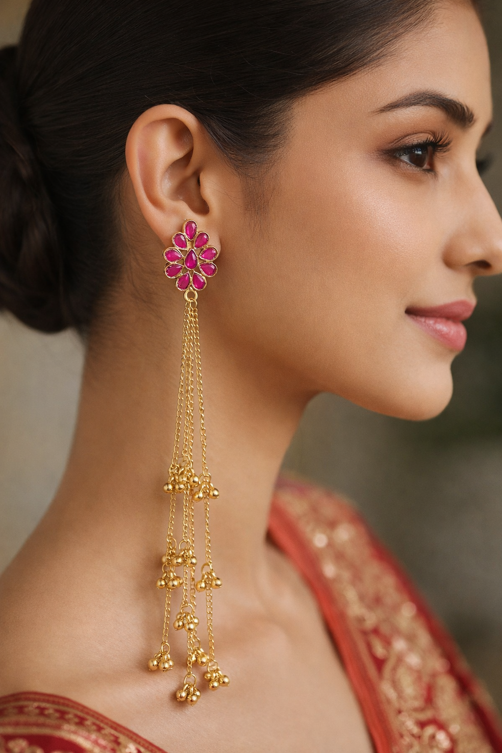 Kashmiri Earrings Long with Ghungroos