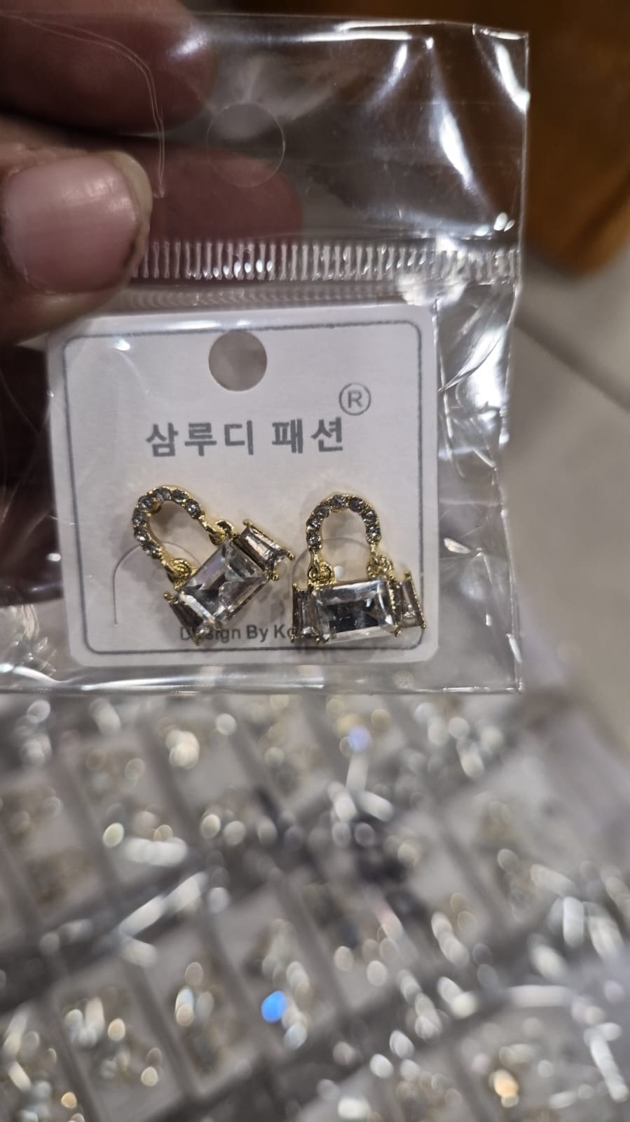 Gold-Tone Crystal Handbag Stud Earrings