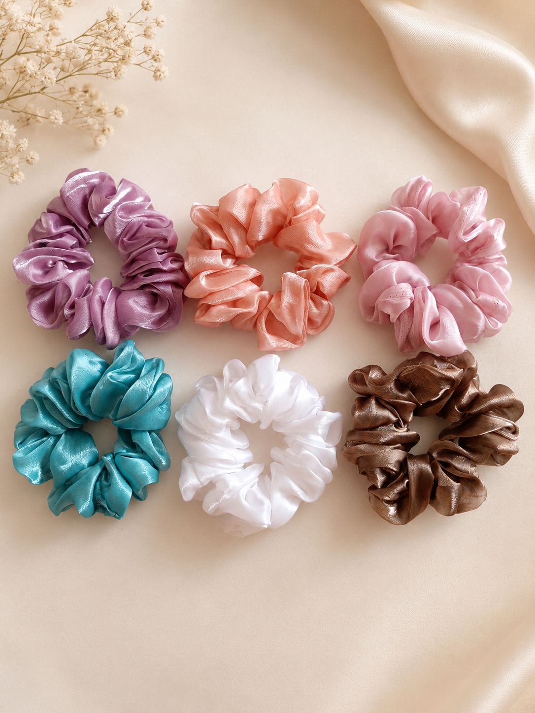 Trendy Hair Scrunchies Set of 6