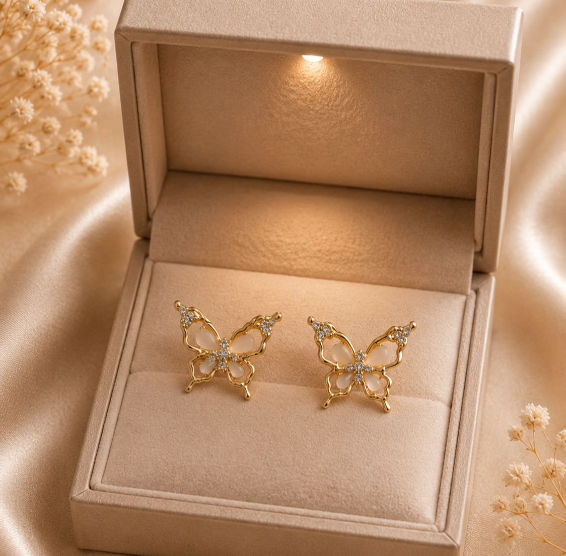 Korean Design White Butterfly Earring