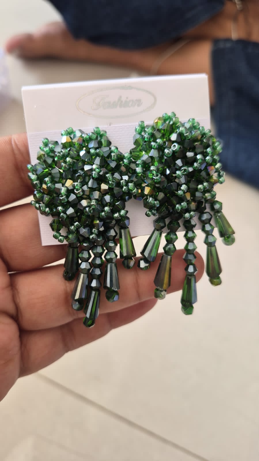 Premium Green Crystal Pearl Cluster Drop Earrings