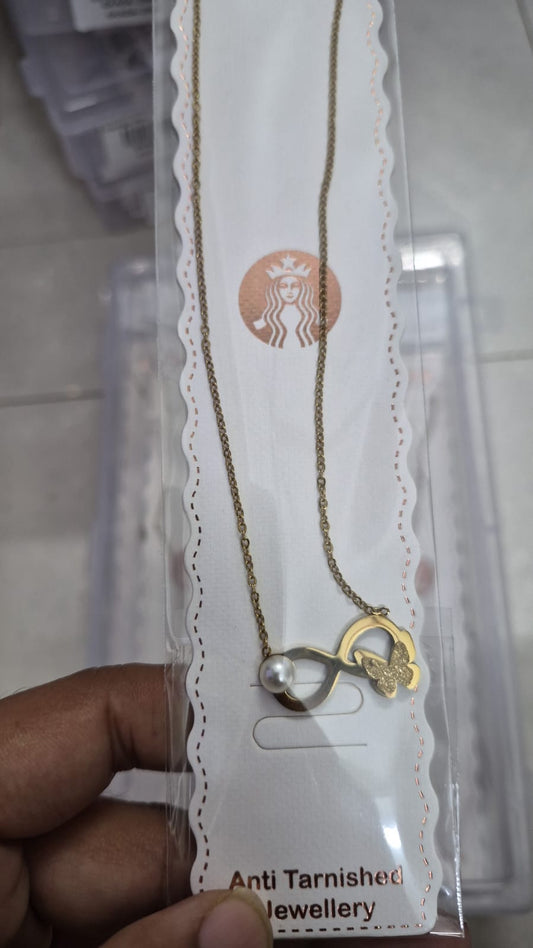Infinity Pendant Necklace with butterfly anti tarnished