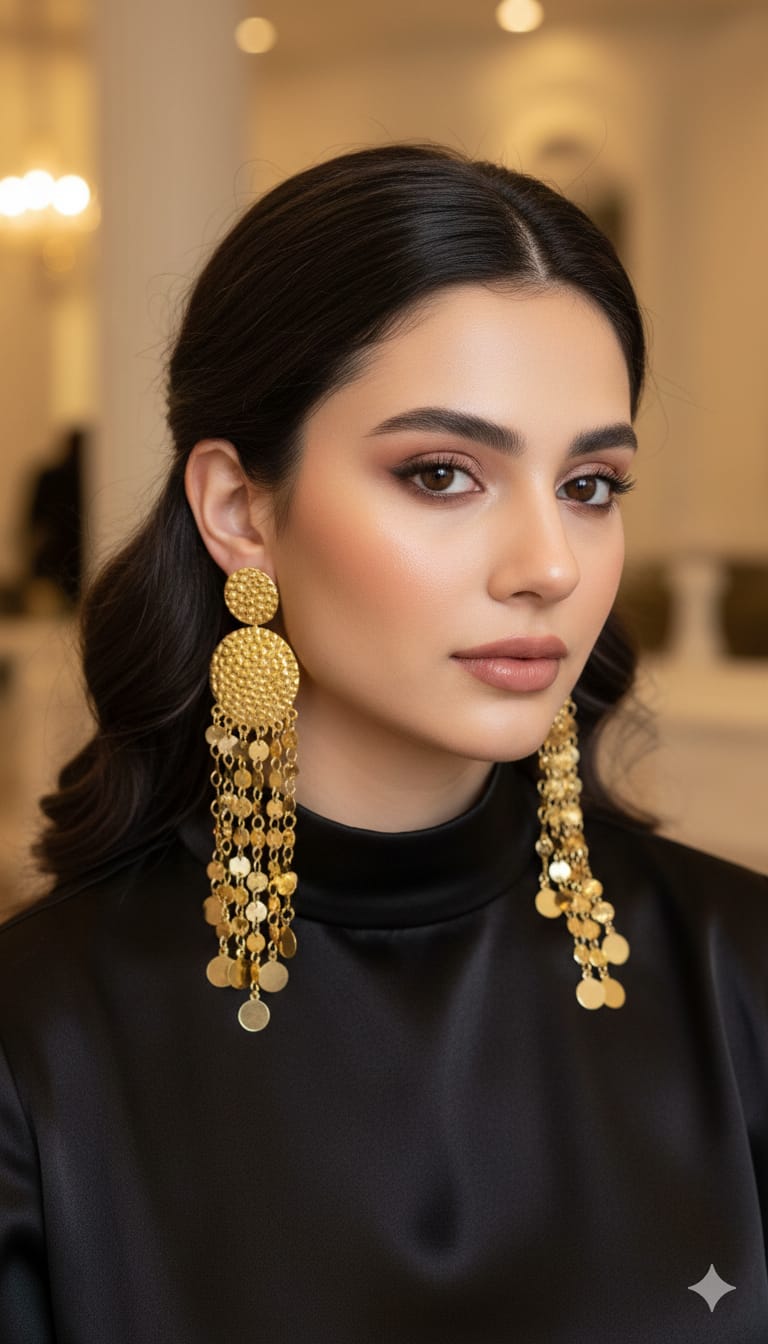 gold-toned statement drop earring