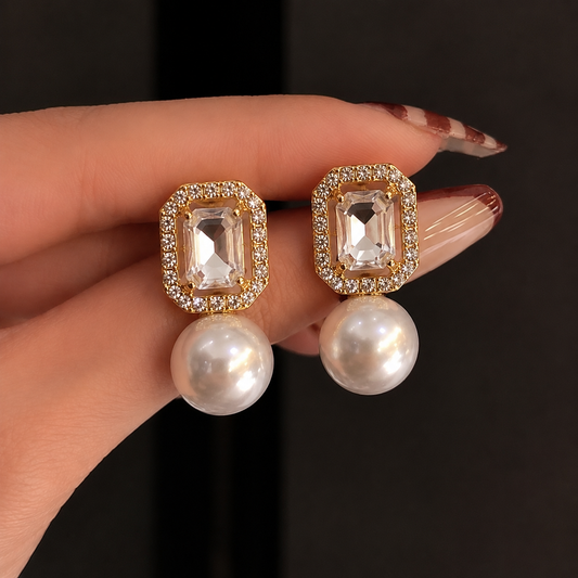 Korean Pearl Stone Earring