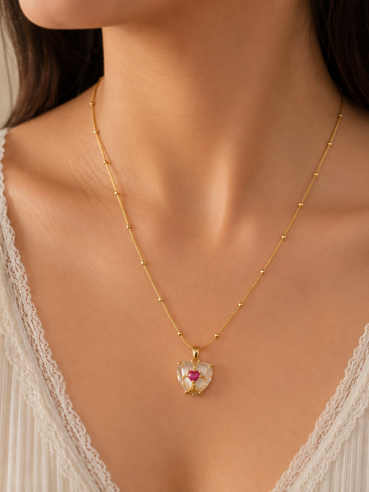 Anti tarnish heart shape neackless