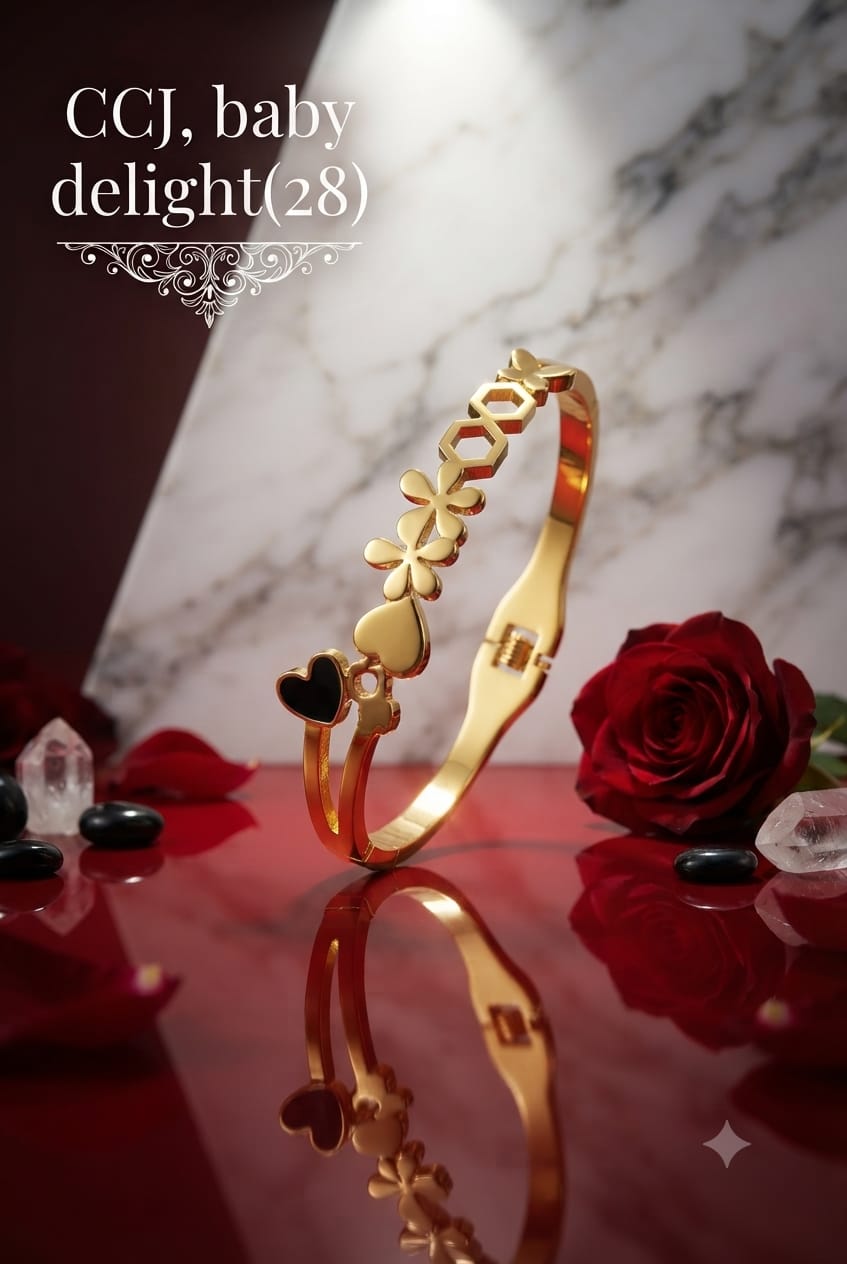 Anti Tarnish Heart flower Baby Size Bracelet