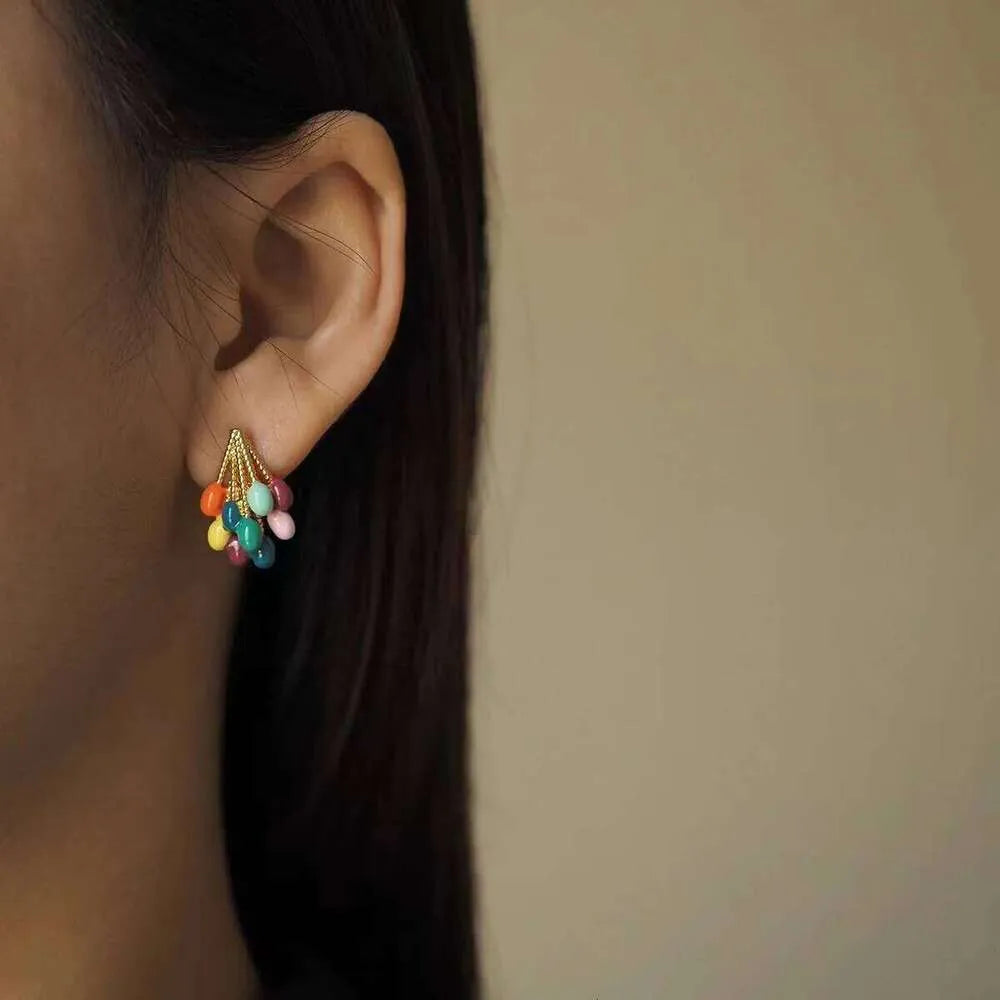 gold-plated colorful balloon cluster stud earring