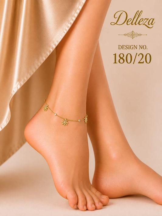 Anti tarnished daisy flower anklet 1 pcs