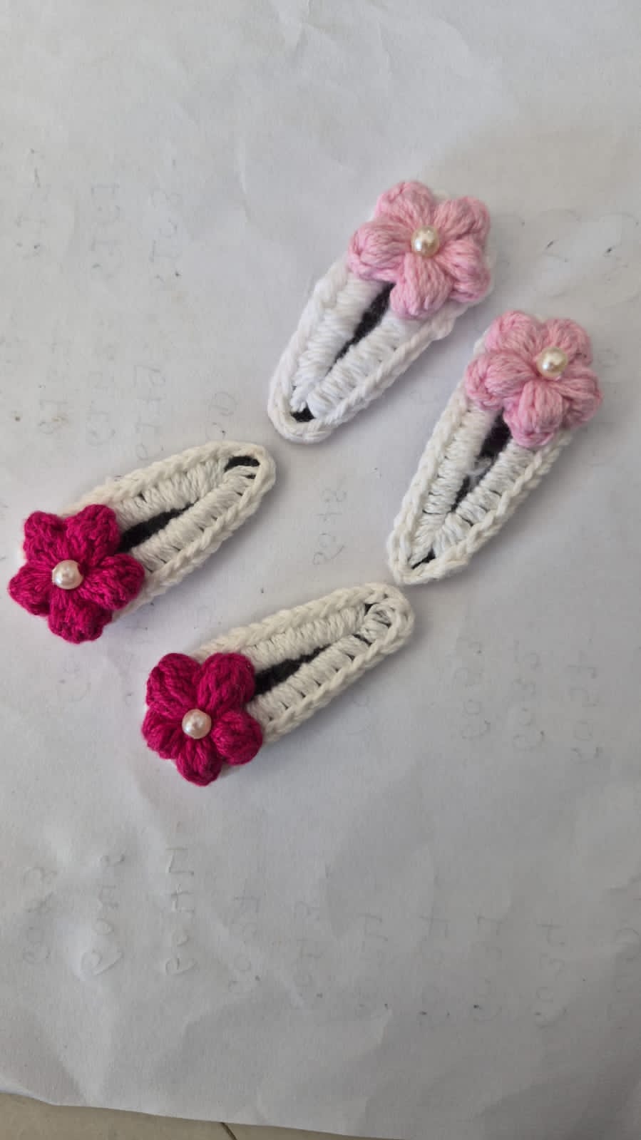 Handmade Crochet Flower Hair Clips – Set of 4