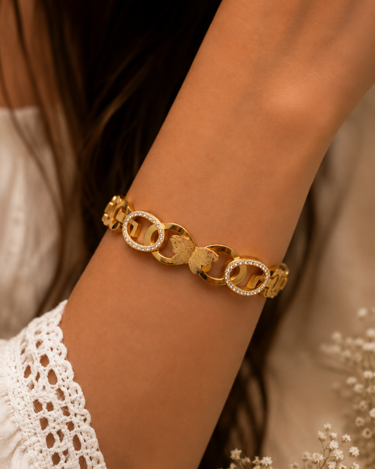 Aurelia Butterfly Hinged Bangle Bracelet for Women anti tarnished