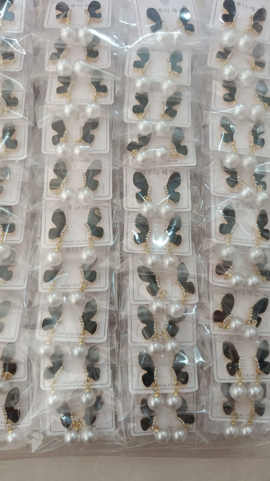 Korean half Butterfly Black Earrings
