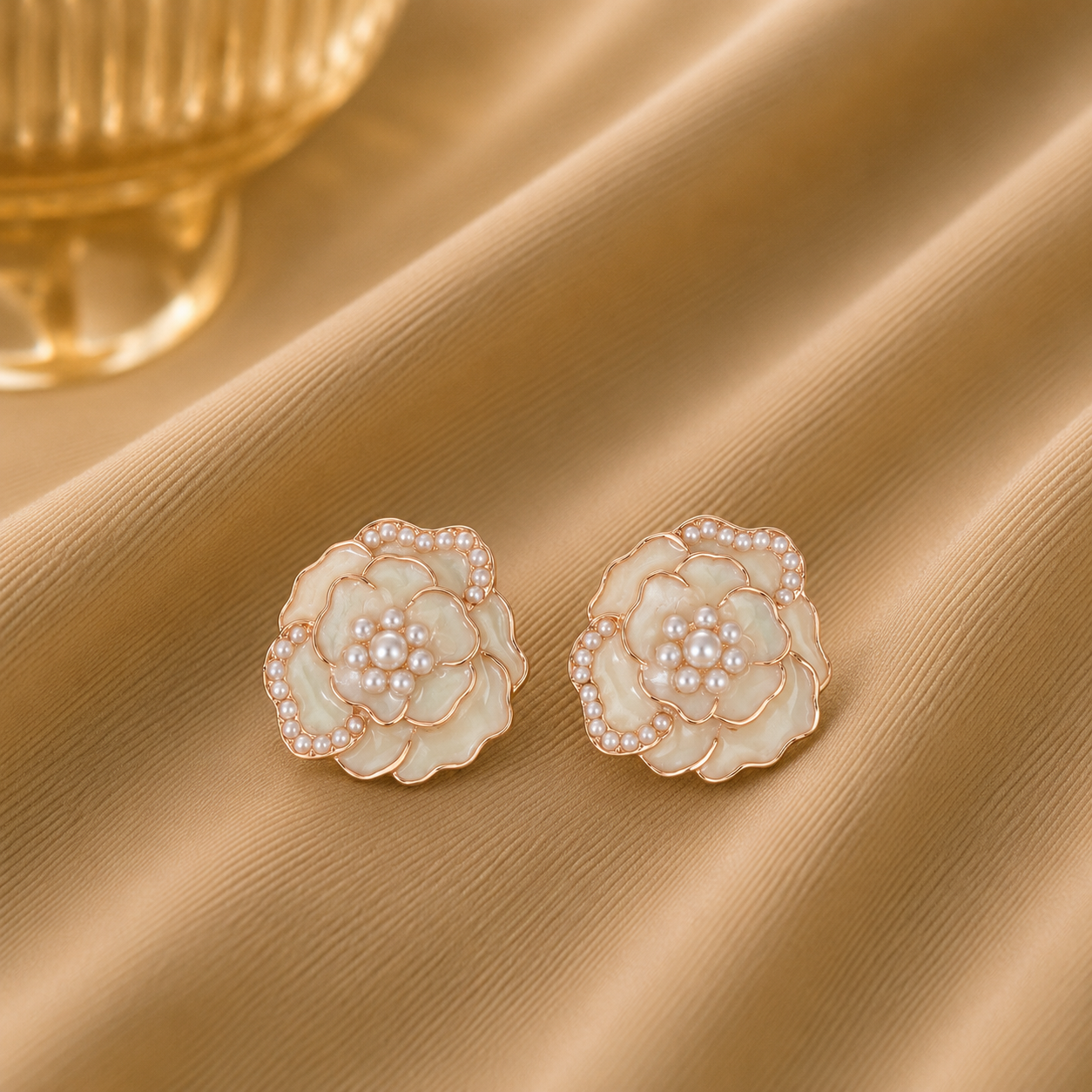 Korean Design Rose Pearl Earring