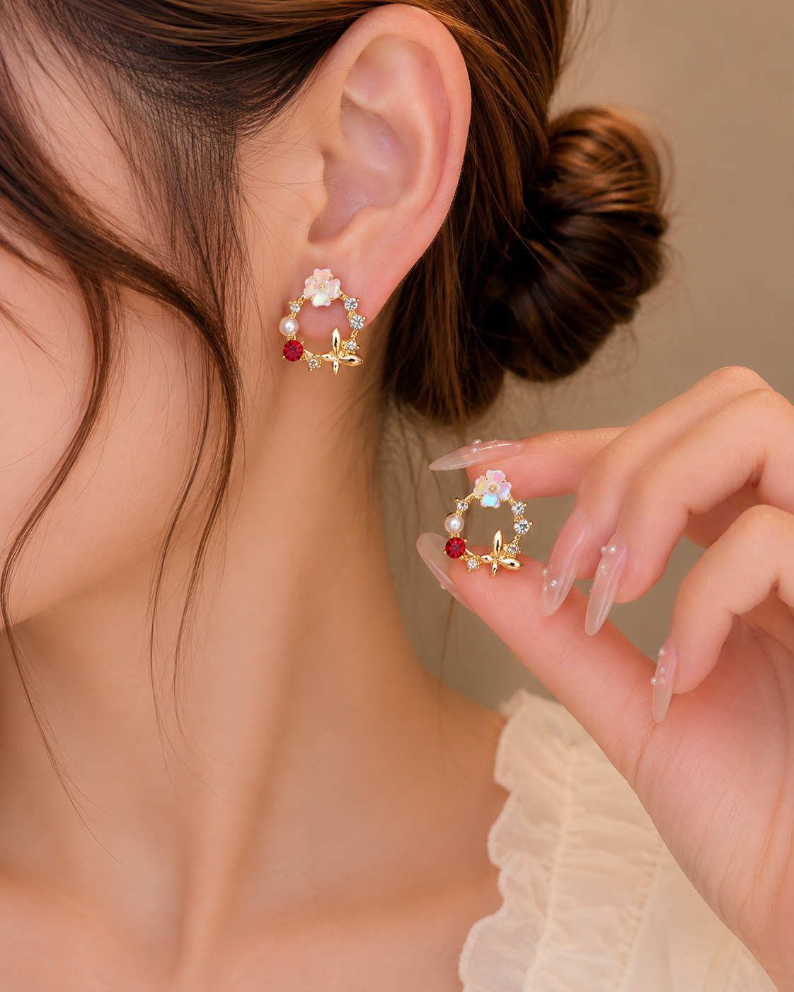 Korean Design Cute Red Star Crystel Earring