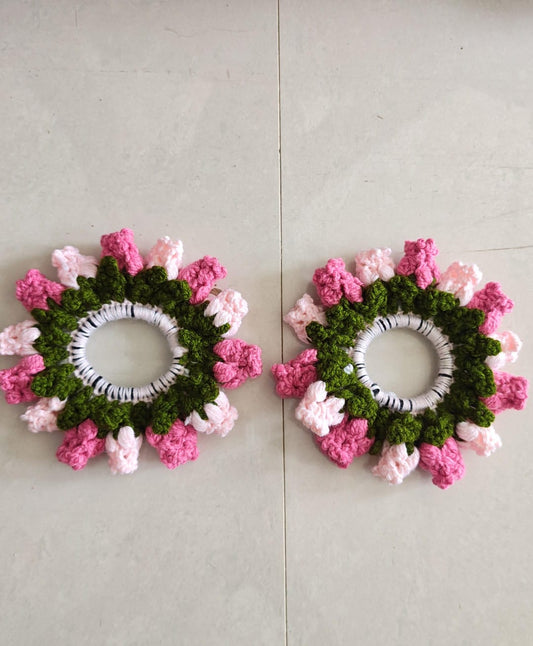 Set of 2 pcs Handmade Crochet Floral Hair Scrunchie
