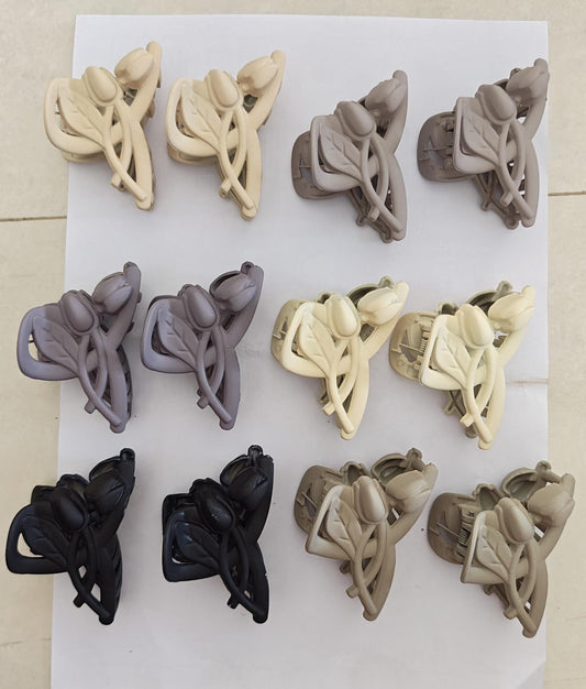 matte-finish floral tulip hair claw clip
