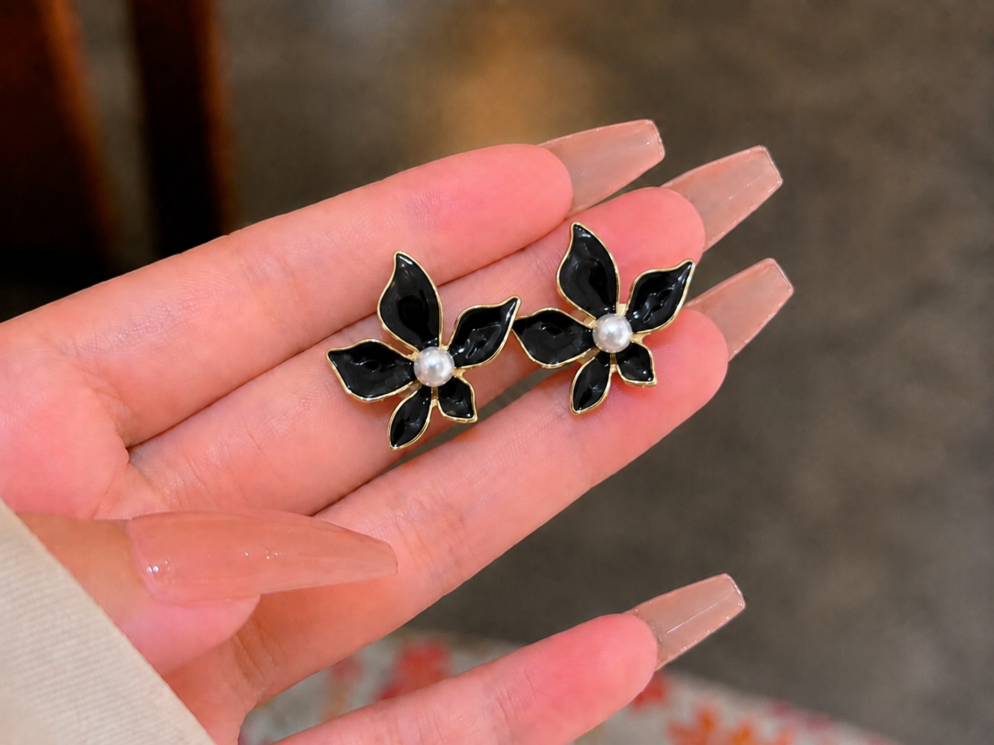 Korean flower design earrings for women