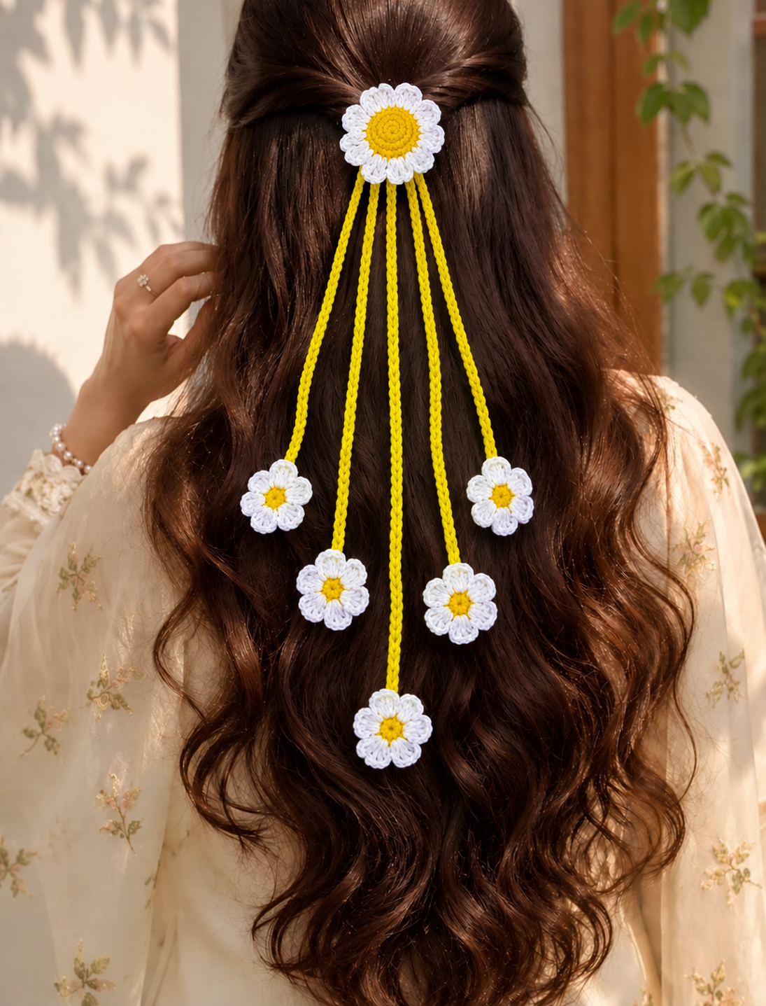 Handmade Crochet daisy hanging clip premium quality